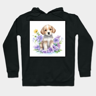 Cute Dog With Flowers Hoodie